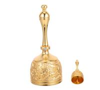 TOYZFRIENDY Vintage Zinc Alloy Handheld Bell with Ergonomic Non Slip Handle Chinese Dragon Gold Service Ring Bell for Dinner Meditation Wedding Front Desk Use