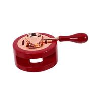 TOYZFRIENDY Wax Seal Kit with Melting Furnace and Long-handled Wooden Grip Spoon for Safe Wax Melting Elegant Red and Rose Gold Design for Crafting Invitations and Decorative Seals