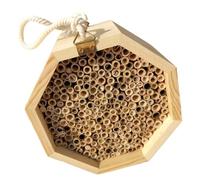 TOYZFRIENDY Wooden Hanging Bee House Outdoor Pollinator Habitat for Garden Balcony Terrace Natural Ventilated Nesting Box Supporting Bees and Flower Growth Wooden Hotel