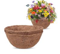 TOYZLY 2PCS Hanging Basket Liner 18 Inch, Round Coco Liner for Hanging Baskets, Natural Coconut Fibre Basket Liners for Plants, Replacement Liner for Wall Planters, Indoor Outdoor Garden Balcony Use