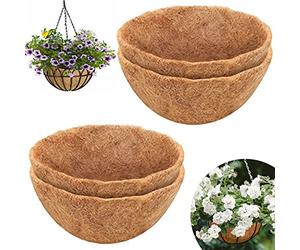 TOYZLY 4PCS Hanging Basket Liner, 14 Inch, Round Coco Liner for Hanging Baskets, Natural Coconut Fibre Basket Liners for Plants, Replacement Liner for Wall Planters, Indoor Outdoor Garden Balcony Use