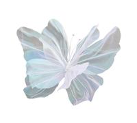 TOYZLY Artificial Silk Butterfly, Large Sheer Mesh Butterfly Prop Decoration for Wedding, Bedroom or Garden, Violet Fake Butterflies for Photo Shoots, Party & Outdoor Decor (White)