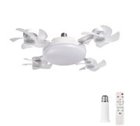 TOYZLY Drone Shaped Fan with Lights and Remote, 3 Speeds LED Ceiling Fans Light with 3 Color Light, E27 Universal Dimmable Small Ceiling Fan for Dining Room, Bedroom, Living Room (4 Heads)