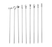 TOZBLEU Cocktail Picks, 9 Pieces Stainless Steel Cocktail Sticks Reusable Fruit Sticks Toothpicks Metal Skewers Snacks for Cocktail Party