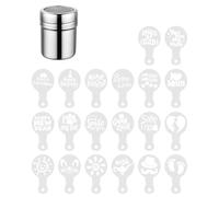 TOZBLEU Icing Sugar Spreader, 1 Pcs Cocoa Powder Spreader, 20 Pieces Moulds for Coffee, Kitchen, Coffee Decoration Model, Stainless Steel Sugar Spreader, Powder Shakers Sieves, Reusable