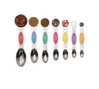 TOZBLEU Measuring Spoons, Set of 7 Stainless Steel Magnetic Measuring Spoons, Double-Sided Stackable Spoons, Suitable for Spice Jars, Dry Measuring and Liquid Ingredients