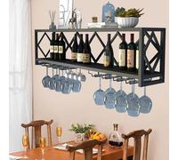 TozMvi 60 80 100 120 150 CM Wall Mounted Wine Rack,Modern Wine Rack Wall Mounted,Wine Glass Holder,Wine Glass Storage Display Shelves for Home Black-100 * 25 * 45CM