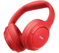 TOZO HT2 Hybrid Active Noise Cancelling Headphones, Wireless Over Ear Bluetooth Headset, 60H Playtime, Hi-Res Audio Custom EQ via App Deep Bass Comfort Fit Ear Cups, for Home Office Travel Red