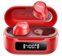 TOZO Hybrid Active Noise Cancelling Earbuds, 45dB ANC Wireless Earbuds, 6-Mic ENC for Clear Calls, Deep Bass, 59H Playtime, IPX8 Waterproof, Bluetooth 5.3 Ear Buds with App for Custom EQ (Red)