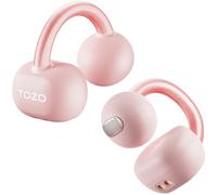 TOZO OpenEarRing Open Ear Headphones, Clip On Earphones, Lightweight Comfort, Wireless Open Ear Earbuds with Smart Digital Display, 40H Playtime, IPX5 Waterproof, Bluetooth 5.4, Custom EQ (Pink)