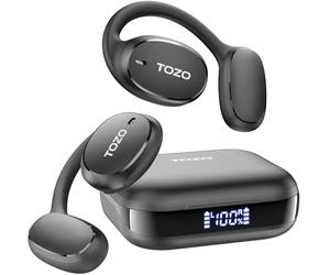 TOZO OpenEgo Open Ear Headphones, 5.3 Bluetooth Sport Headphones, AI Translation Wireless Earbuds with Real-Time 100+ Languages Translation, 80Hrs Playtime, Digital Display, AI Clear Calls (Black)