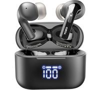 TOZO T20 Wireless Earbuds, Bluetooth Earphones 48.5 Hrs Playtime with LED Digital Display, IPX8 Waterproof, Dual Mic Call Noise Cancelling, 10mm Broad Range Speakers (In-Ear, Black)