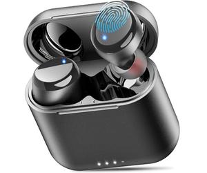 TOZO T6 True Wireless Earbuds Bluetooth Headphones Touch Control with Wireless Charging Case IPX8 Waterproof Stereo Earphones in-Ear Built-in Mic Headset Premium Deep Bass for Sport (Black)