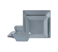 TP 12-Piece Square Dinnerware Set, Melamine Dishes Set with Bowls and Plates, Non-breakable Lightweight Dinner Service for 4