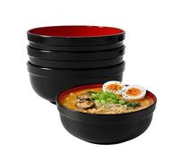 TP 38 oz Melamine Bowls Set of 4, Large Serving Bowls for Ramen, Pasta, Salad, and Soup, Unbreakable and Lightweight, Dishwasher Safe for Daily Kitchen Use, Black and Red