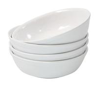 TP 4-Pc 7'' Meal Bowls Set, Service for 4, 28 Ounce Melamine Large Pasta Bowls, Durable Serving Bowls Compact Stack Bowl Set, White