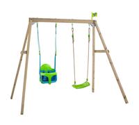 TP Forest Wooden Double Swing with Quadpod and Roped Rapide Seats - FSC certified