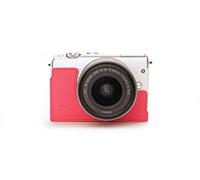 TP Handmade Genuine Real Leather Half Camera Case Bag Cover for Canon EOS M200 M100 Peach color