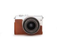 TP Handmade Genuine Real Leather Half Camera Case Bag Cover for Canon EOS M200 M100 Rufous color