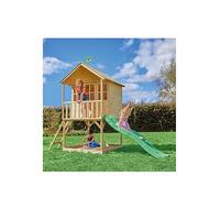 Tp Hill Top Wooden Tower Playhouse With Slide One Colour