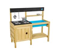 TP Toys Junior Chef Wooden Mud Kitchen - FSC Certified Timber, Wet And Dry Activity. Includes Splash Tub, Pans, Utensil Set And Accessories.