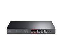 TP-Link 16-Port 10/100Mbps Fast Ethernet PoE Switch | 16 PoE+ Ports @194W, w/ 2 Uplink Gigabit Ports + 2 Combo SFP Slots | Extend Mode | Priority Mode (TL-SL1218MP)