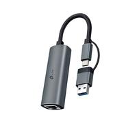 TP-Link 2 in 1 USB 3.0 and USB C to Ethernet Adapter, RJ45 Gigabit LAN Adapter, Plug & Play, Aluminium Case, Ethernet Adapter for Laptop, Thunderbolt 4/3 Compatible with Windows, Mac/iPad OS and