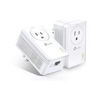 TP-Link AV1000 Powerline Ethernet Adapter(TL-PA7017P KIT)- Gigabit Port, Plug and Play, Extra Power Socket for Additional Devices, Ideal for Smart TV, White