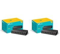 TP-Link LS1008G 8-Port Gigabit Network Switch, Desktop/Wallmount Ethernet Splitter, Plug and Play, Power Saving, Fanless design, Perfect for Home/Office/Surveillance (Pack of 2)