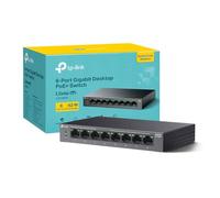 TP-Link LS108GP 8 Port Full Gigabit PoE+ Switch, Network Switch, Power Saving, Plug & Play, Metal Case, Ethernet Switch, 802.3af/at 30W, 62W Total Budget, Ethernet Splitter, Silent Operation