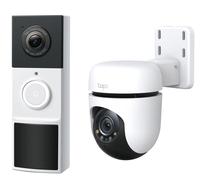 Tp-Link Tapo D210 2K 3 MP WiFi Video Doorbell with Chime & C510W 2K WiFi Security Camera Bundle, White