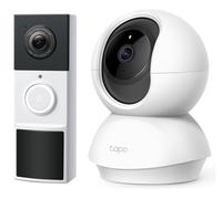 Tp-Link Tapo D210 2K 3 MP WiFi Video Doorbell with Chime & Tapo C200 Full HD 1080p WiFi Security Camera Bundle, White