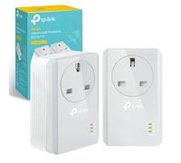 TP-Link TL-PA4010PKIT AV600 Passthrough Powerline Adapter, 100Mbps Powerline Network Adapters with Ethernet Ports, Integrated Power Socket, Power-Sav