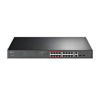 TP-Link TL-SL1218MP 16 Port 10/100Mbps PoE+ Network Switch, 16× PoE+ Ports (Up to 192W), 2× Gigabit RJ45 + 2× SFP Combo Slots,Extend Mode, Port Priority, Plug & Play
