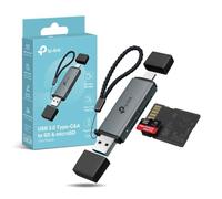 TP-Link UA430D USB 3.0 microSD & SD Card Reader, USB 3.0 Type-C&A Memory Card Reader Up to 2 TB Supported, Dual Reading/Writing Compatible with iPhone/Desktops/Laptops,Faster Transmit, Plug & Play