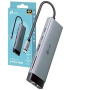 TP-Link UH9120C 9-in-1 USB-C Hub, 4K HDMI/Gigabit Ethernet Docking Station | 1 × 4K@60Hz HDMI, 1 × Ethernet Port, SD & microSD UHS-I, 100W Power Delivery, 1 × USB-C Data Port, 3 × USB-A Data Ports