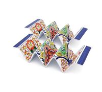 TP Melamine Taco Holder Stands, Taco Rack for 3, Set of 2, Talavera Tile
