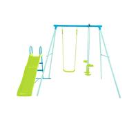 TP Triple Swing Set with Slide and Glider - Adjustable Metal Swing Stand With Swings, Flexible Swing With Harness Sculpts. Heavy Duty Sturdy Metal Frame, Glider, Backyard Outdoor Playset - 6 Months+