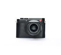 TP Original Handmade Genuine Real Leather Half Camera Case Bag Cover for Leica Q3 Black Leather Black Stitching