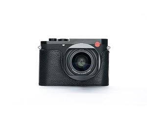 TP Original Handmade Genuine Real Leather Half Camera Case Bag Cover for Leica Q3 Black Leather Black Stitching