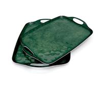 TP Serving Tray with Handles, 17 Inch Large Rectangular Melamine Serving Platter Set of 2, Retro Green