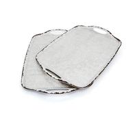 TP Serving Trays with Handles, 17 Inch Large Rectangular Melamine Serving Platter Set of 2, Rustic White