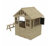 TP Toys Dandelion Cottage Playhouse With Mud Kitchen, Table & Bench And Shutters. Pitched Roof And Veranda, Open Design With Stable Door, Wooden Playhouse, FSC Certified Wood - Suitable For 18+ Months
