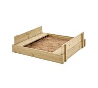 TP Toys Wooden Sandpit with Lid, Garden and Outdoor Wooden Sand Pit, Storage Lid or Bench Seats, 100 cm x 90 cm x 27 cm