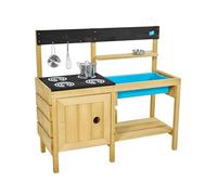 TP Toys Junior Chef Wooden Mud Kitchen - FSC Certified Timber, Wet And Dry Activity. Includes Splash Tub, Pans, Utensil Set And Accessories.