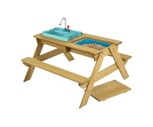 TP Toys Splash & Play Wooden Picnic Table Including A Splash Tub And Sin. Recycles The Water, Wooden Picnic Table Sandpit, Kids Garden Furniture And Outdoor Dining, FSC Certified Wood - 2 Years +