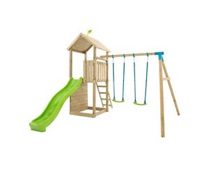 TP Toys Tp Skywood Wooden Tower Climbing Frame With Ripple Slide & Double Swing Arm - Fsc Certified