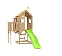 TP Toys - Treehouse Wooden Play Tower, With Panel Kit, Balcony, Wavy Slide With Slide Lock & Swing Arm. Two-storey Wooden Playhouse, Lookout Deck, Made From FSC Certified Wood - Age 3 Years+