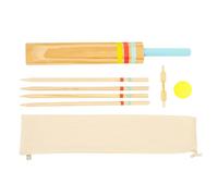 TP Toys Wooden Cricket Set FSC Certified Outdoor Game Age 3+ with Size 0 Bat, 4 Stumps, Bail, Tennis Ball & Fabric Carry Bag for Family Fun