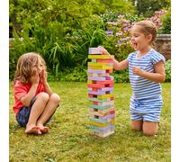 TP Toys Giant Wooden Tumble Tower FSC Certified Classic Tumbling Game with 60 Pastel Blocks & Matching Dice for Family Indoor & Outdoor Fun, Wood